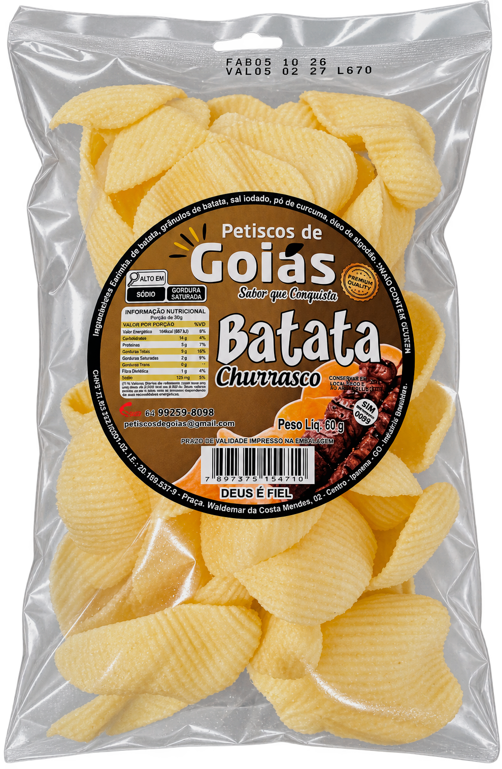 Batata Snack Sabor Churrasco Petiscos de Goiás