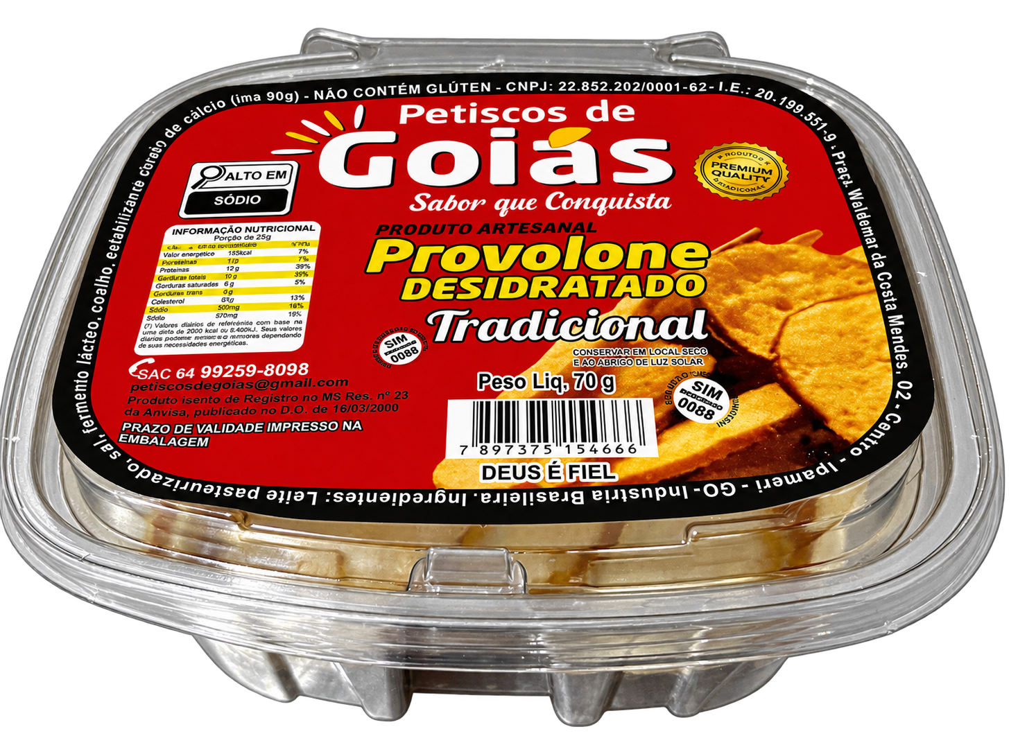 Provolone Desidratado em Pote Petiscos de Goiás